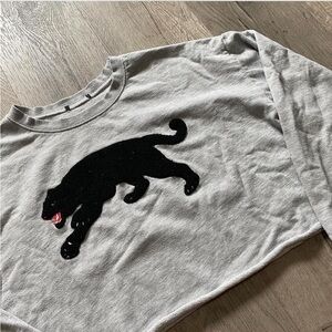 Forever 21 Cropped Embroidered Panther Sweatshirt